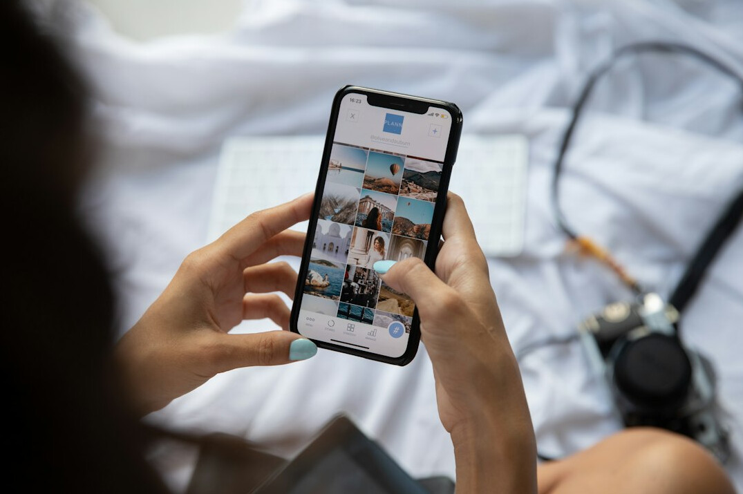 influencer posting on phone